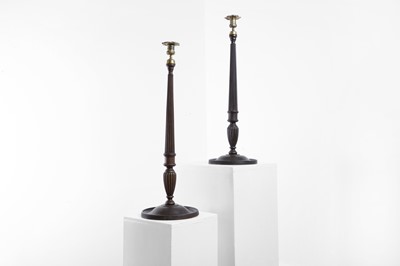 Lot 58 - A matched pair of George IV-style mahogany library candlesticks