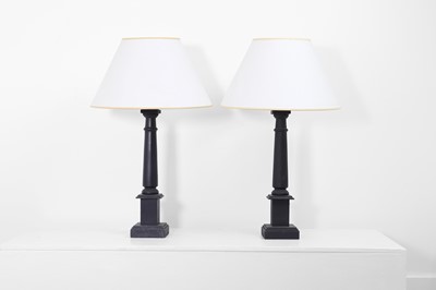 Lot 68 - A pair of painted oak table lamps