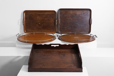 Lot 33 - A collection of oak and mahogany trays