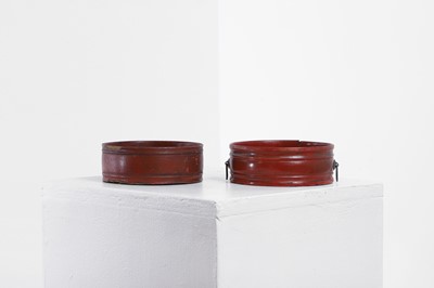 Lot 112 - Two Regency red lacquer wine coasters