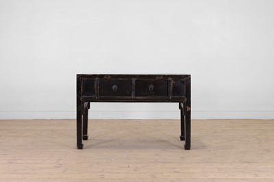 Lot 182 - A black-lacquered elm low table