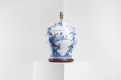 Lot 589 - A tin-glazed earthenware table lamp by Isis Ceramics