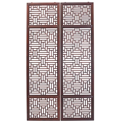 Lot 749 - A pair of elm lattice screen doors