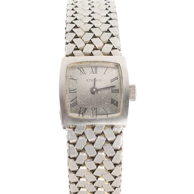 Lot 348 - A ladies' 18ct white gold Eterna mechanical bracelet watch
