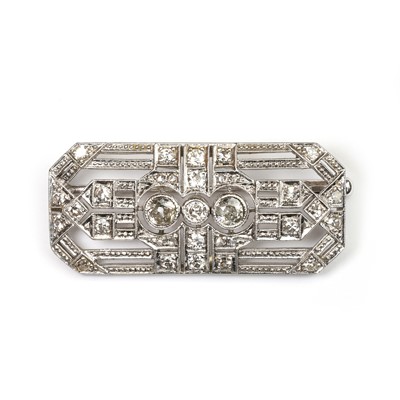 Lot 176 - A white gold diamond plaque brooch