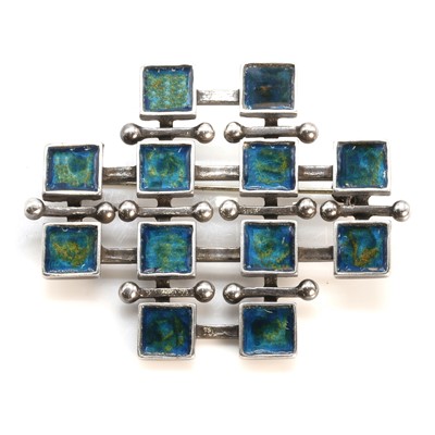 Lot 226 - A silver enamel brooch, by Marianne Berg for Uni David Andersen, c.1960's