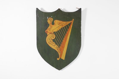 Lot 115 - A painted wooden shield of the coat of arms of Ireland