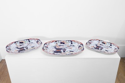 Lot 34 - A graduated set of three Victorian Tonquin China ironstone meat dishes