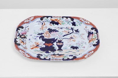 Lot 34 - A graduated set of three Victorian Tonquin China ironstone meat dishes