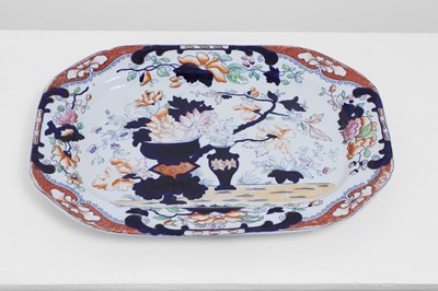Lot 34 - A graduated set of three Victorian Tonquin China ironstone meat dishes