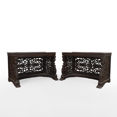 Lot 419 - A pair of rosewood console tables