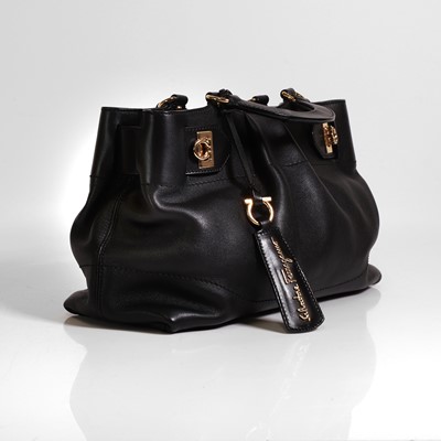 Lot 1459 - A Salvatore Ferragamo black leather handbag