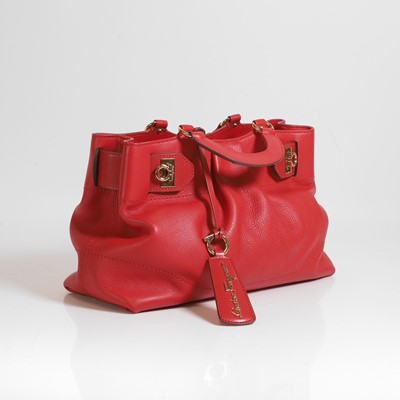 Lot 1458 - A Salvatore Ferragamo red leather handbag