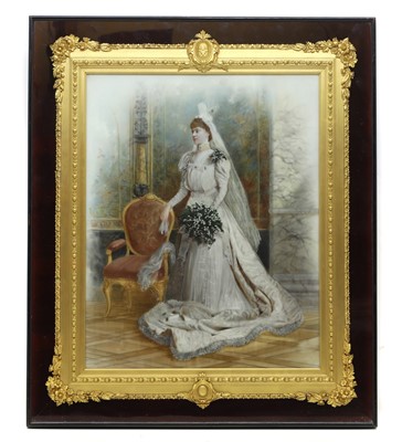Lot 495A - A hand-coloured engraving on milk glass