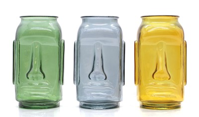 Lot 349 - A group of three Rapa Nui style glass vases