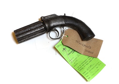 Lot 158 - A percussion six shot pepper box revolver