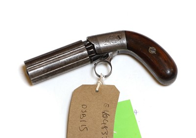 Lot 133 - A Continental six shot ring trigger pepperbox pistol