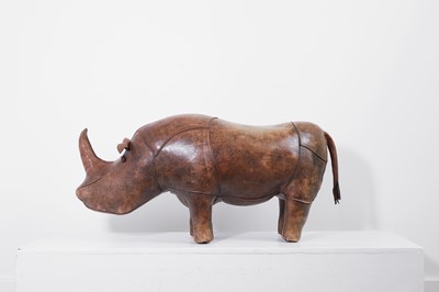 Lot 324 - A leather rhino footstool