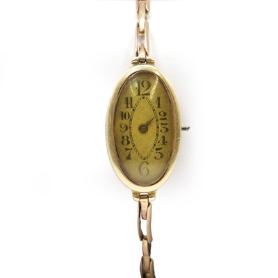 Lot 415 - An 18ct gold mechanical bracelet watch, c.1922
