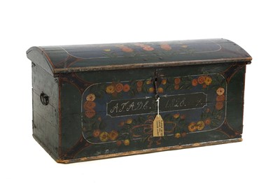 Lot 584 - A Swedish painted marriage chest