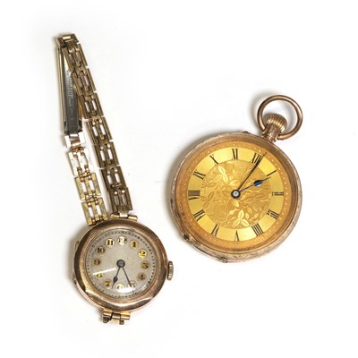 Lot 438 - A 9ct gold open faced pocket watch and a 9ct gold mechanical watch