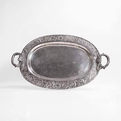Lot 344 - A Chinese silver two-handled tray
