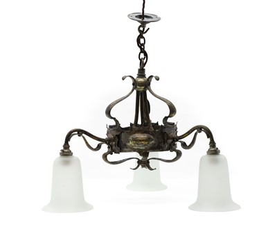 Lot 539 - An Arts and Crafts three-branch ceiling light