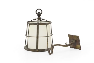 Lot 543 - A brass hanging wall lantern