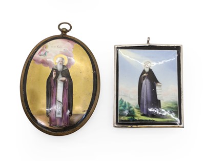 Lot 386 - A miniature porcelain icon