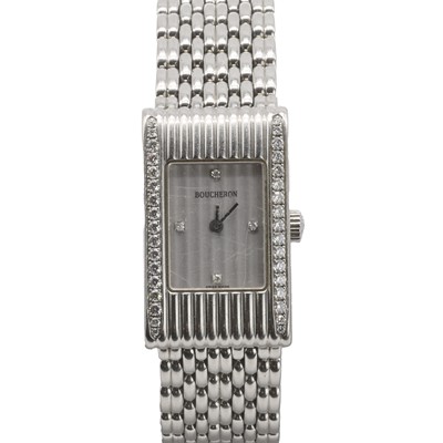 Lot 296 - A ladies' stainless steel and diamond Reflet quartz bracelet watch, by Boucheron