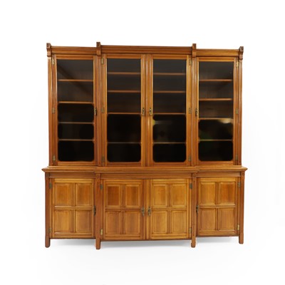 Lot 548 - A late Victorian walnut breakfront bookcase