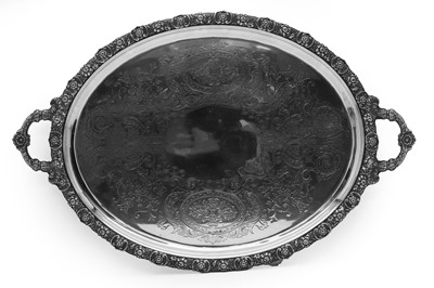 Lot 56 - A twin-handled silver tray