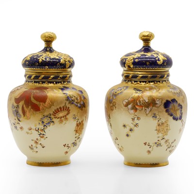Lot 323 - A pair of Royal Crown Derby porcelain vases