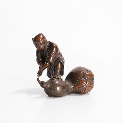 Lot 504 - A Japanese bronze okimono
