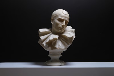 Lot 616 - An alabaster bust of Pedrolino the Clown