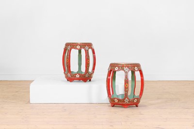 Lot 436 - A pair of export lacquered wooden stands