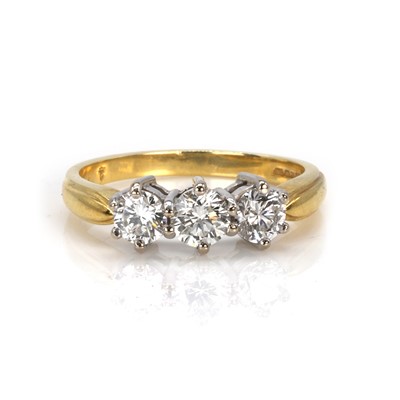 Lot 226 - An 18ct gold diamond three stone ring