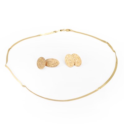 Lot 230 - A pair of 9ct gold cufflinks and a 9ct gold chain