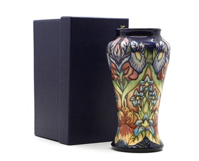 Lot 283 - A Moorcroft pottery 'Gentian' pattern trial vase