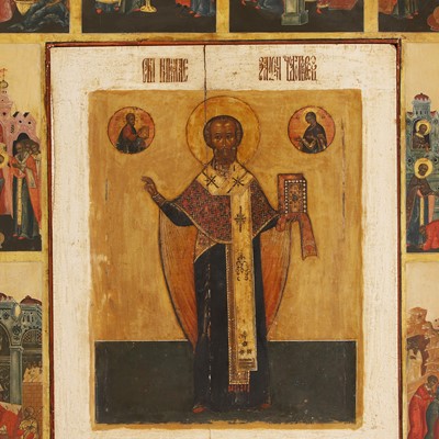 Lot 32 - A large icon of Saint Nicholas
