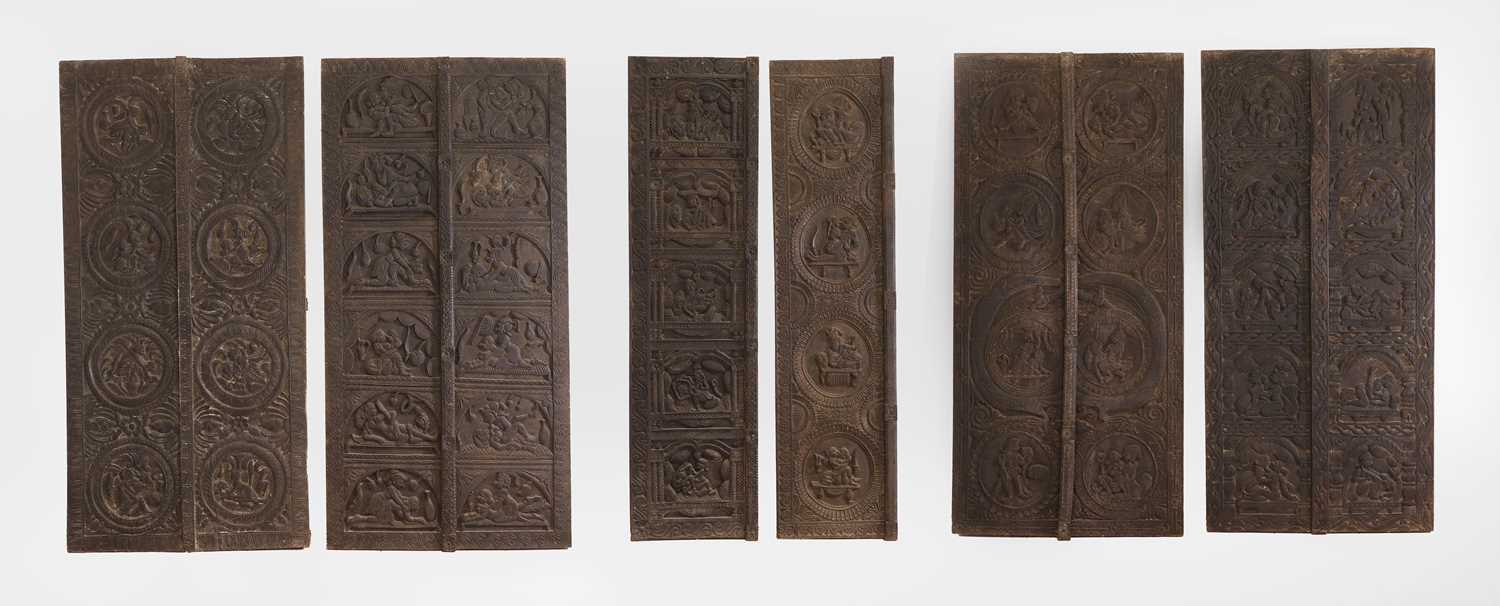 Lot 186 - Six various erotic carved teak door panels