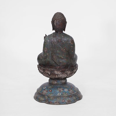 Lot 214 - A bronze and cloisonné enamel Buddha