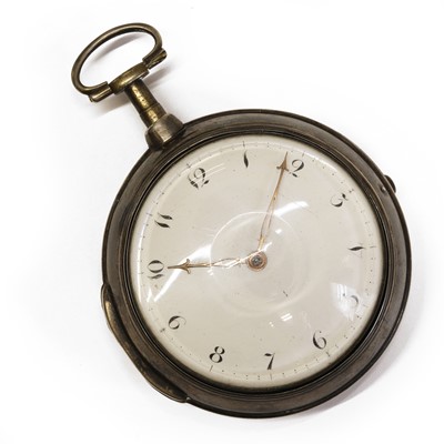 Lot 394 - A silver pair cased open faced fusee pocket watch