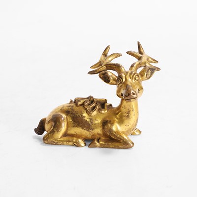 Lot 338 - A Chinese gilt-bronze deer