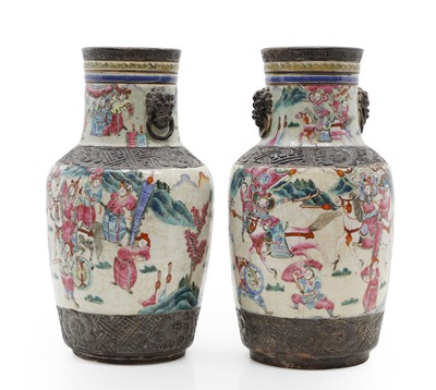 Lot 371 - A pair of Chinese famille rose vase
