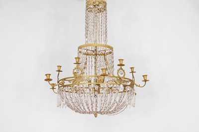 Lot 300 - A neoclassical ormolu and cut-glass chandelier