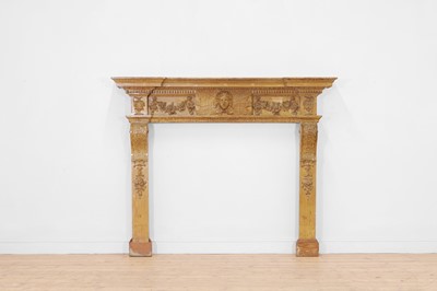 Lot 428 - A George II-style painted pine chimney piece in the manner of William Kent