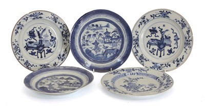 Lot 105 - Five Chinese blue and white plates
