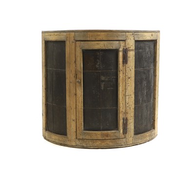 Lot 613 - A pine demi-lune warming cabinet