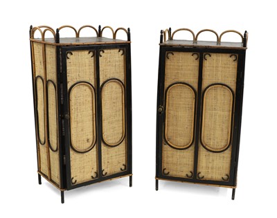 Lot 617 - A pair of bamboo and rattan cabinets
